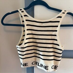 Celine Black and White Striped Crop Top